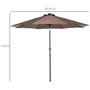 Voir la diapositive 3 : OUTSUNNY Parasol lumineux octogonal inclinable Ø 2,67 x 2,4H m parasol LED solaire métal polyester haute densité 180 g/m² chocolat