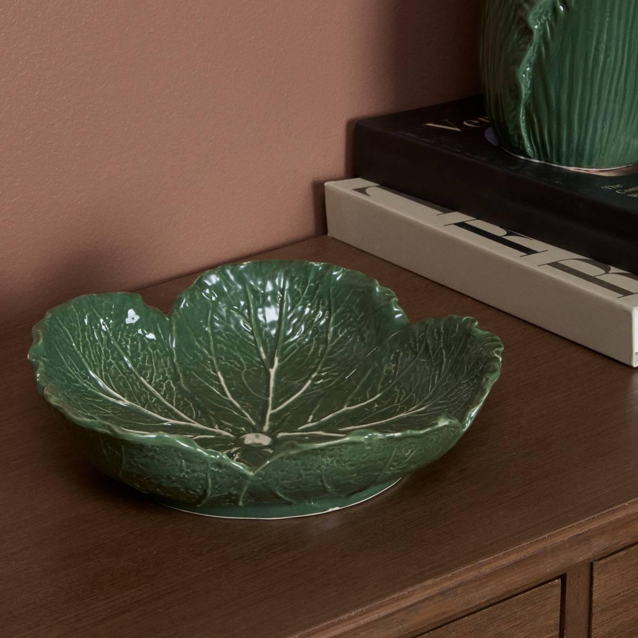 Voir la diapositive 2 : SECRET DE GOURMET Coupelle Chou en Grès  Lisière  21cm Vert