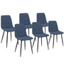 Voir la diapositive 1 : ID MARKET Lot de 6 chaises MIRA en tissu bleu pour salle à manger