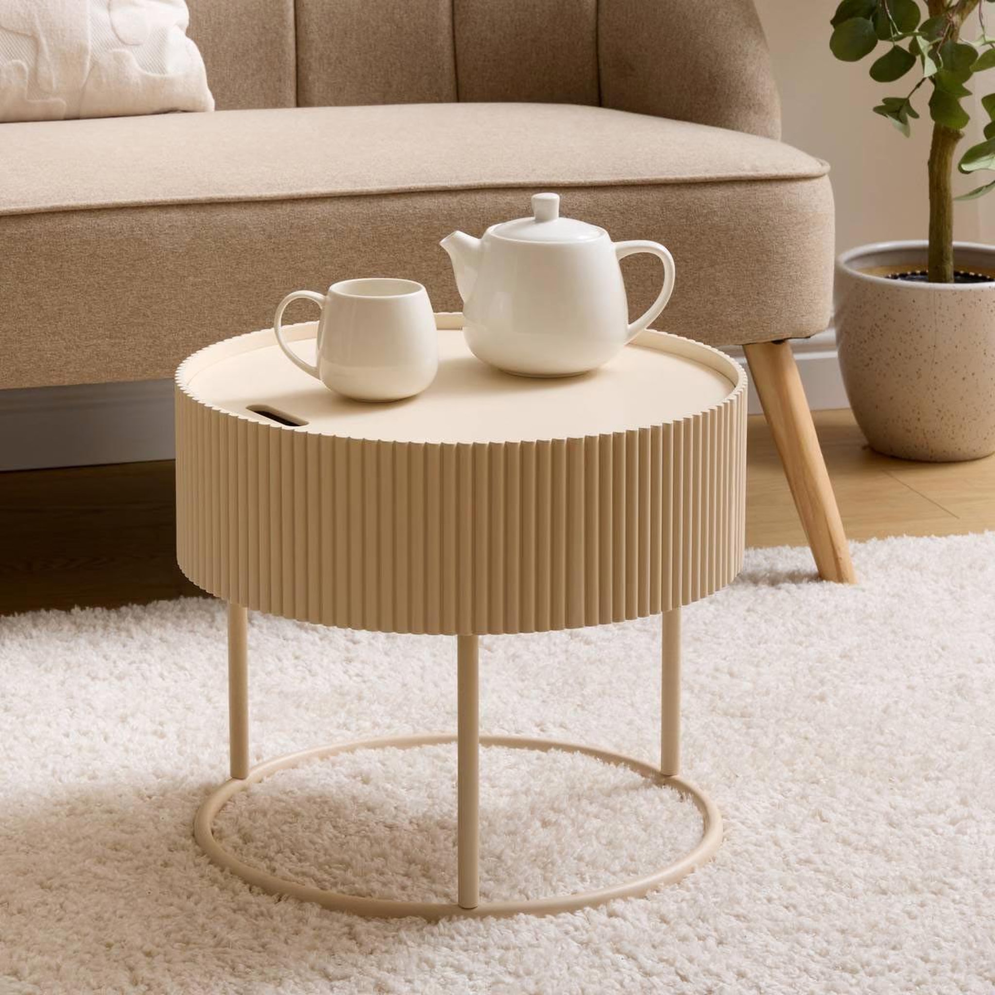 Voir la diapositive 4 : ATMOSPHERA Table basse avec rangement  juna  45cm beige