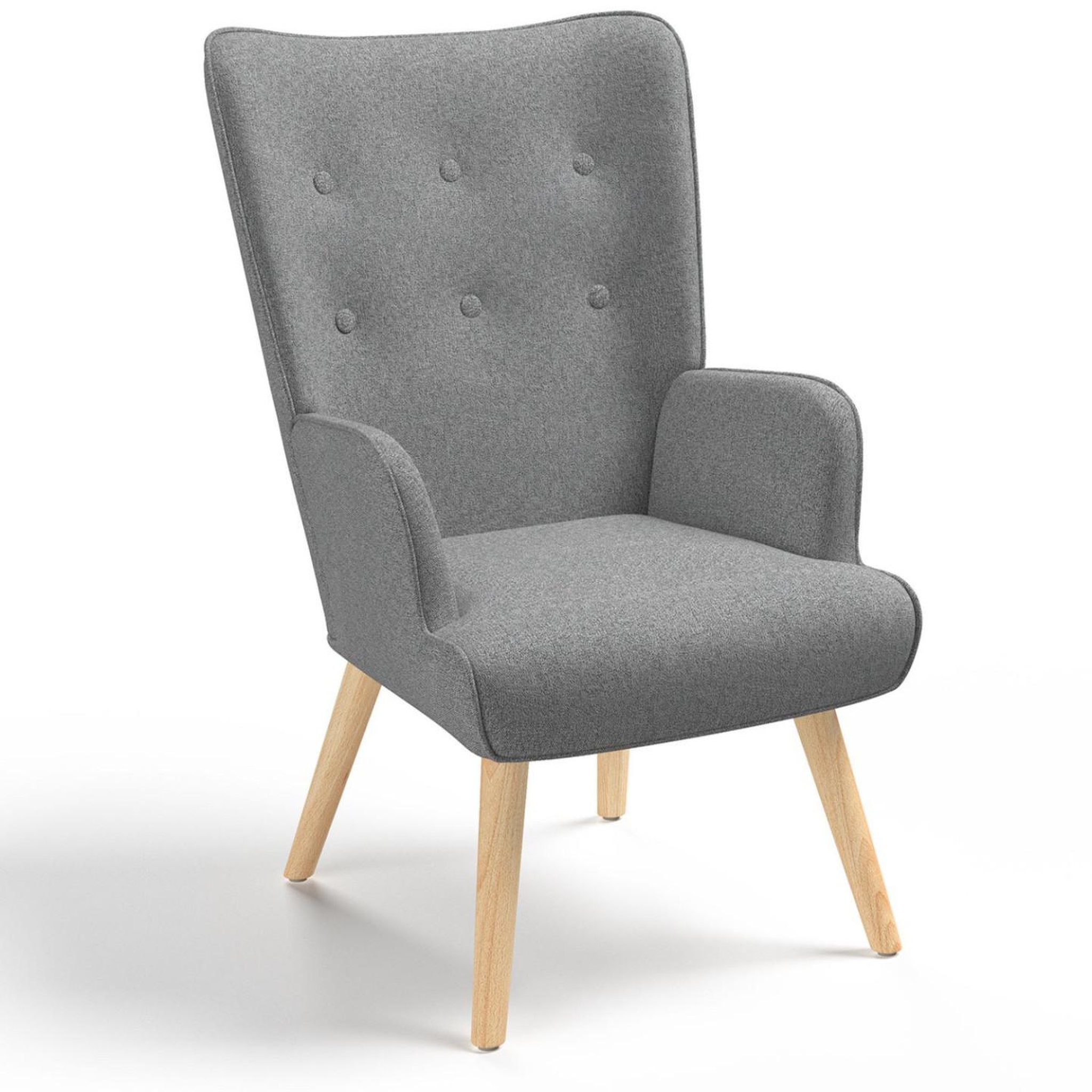 ID MARKET Fauteuil scandinave ivar en tissu gris clair