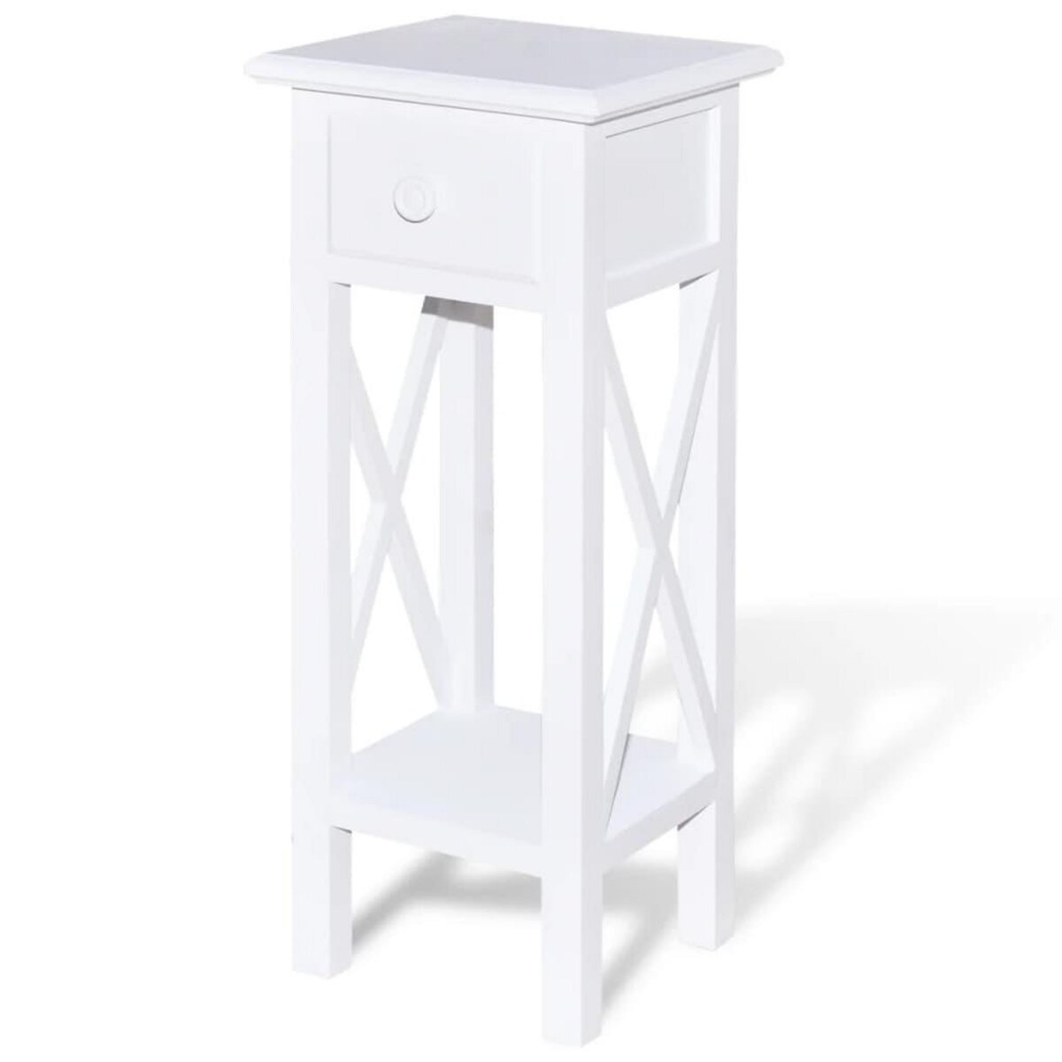 VIDAXL Table d'appoint avec tiroir Blanc