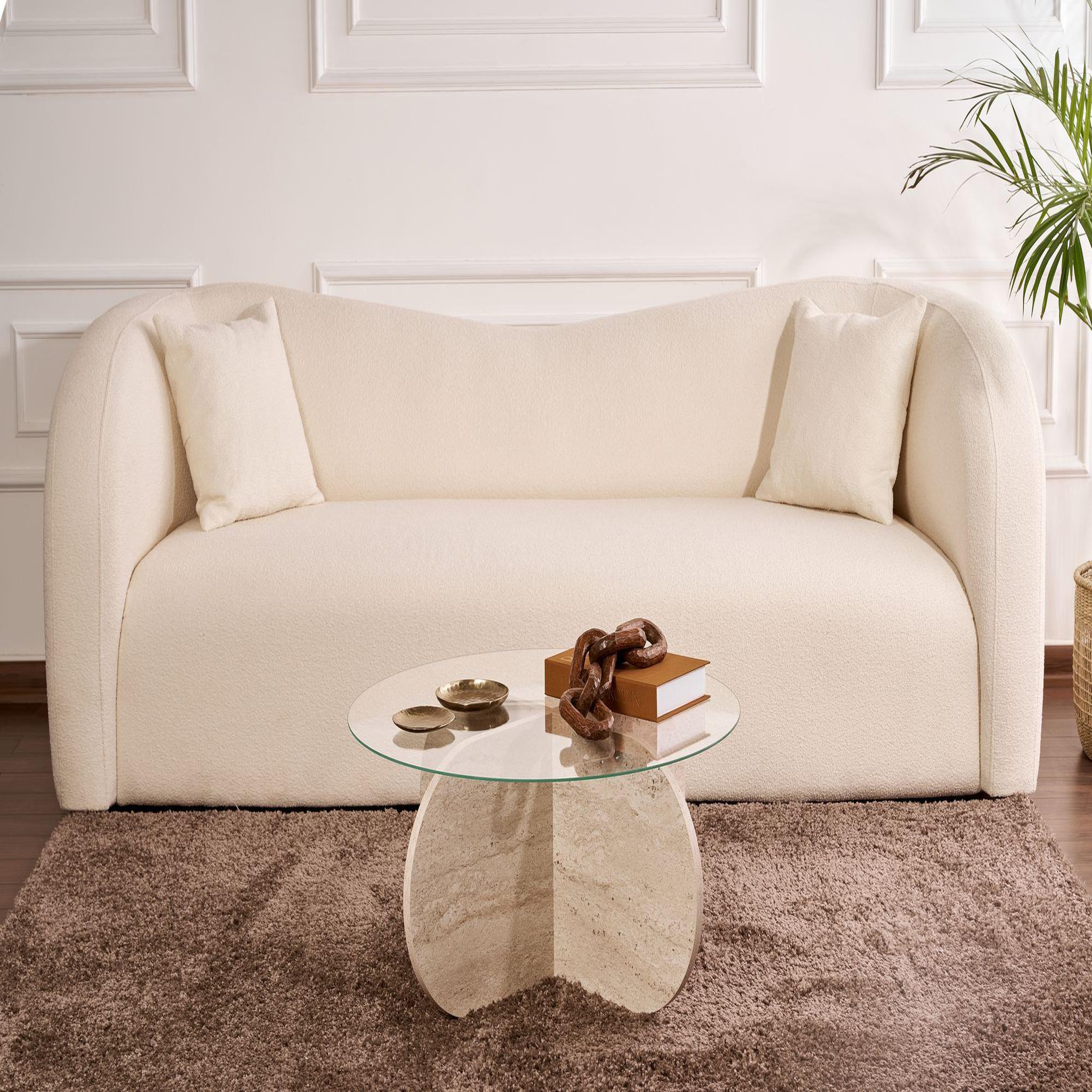 Voir la diapositive 3 : Habitat et Jardin Table basse en bois  aeris  - 75 x 75 x 35 cm - travertintransparent
