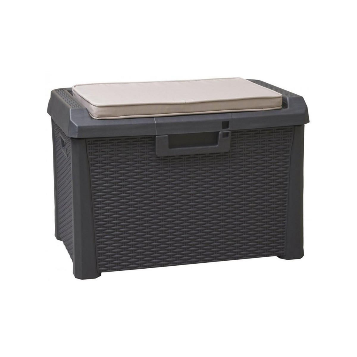 KZ GARDEN Coffre de jardin 125L Coussin compris Effet rotin L73xP50xH49 cm Résine Résiste au gel, intempéries et UV