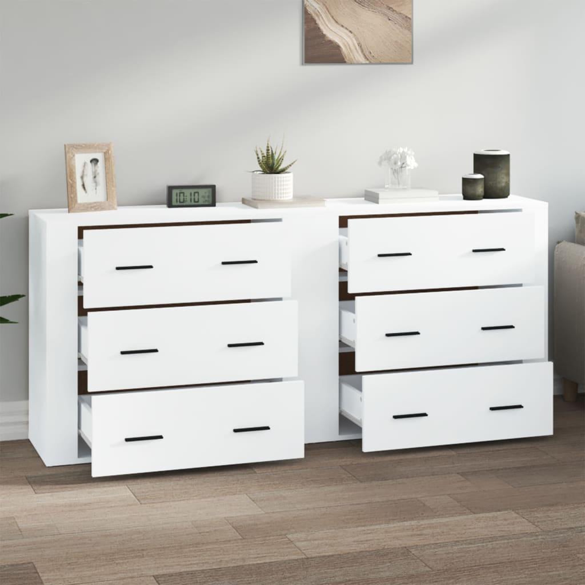 Voir la diapositive 3 : VIDAXL Buffets 2 pcs blanc bois d'ingenierie