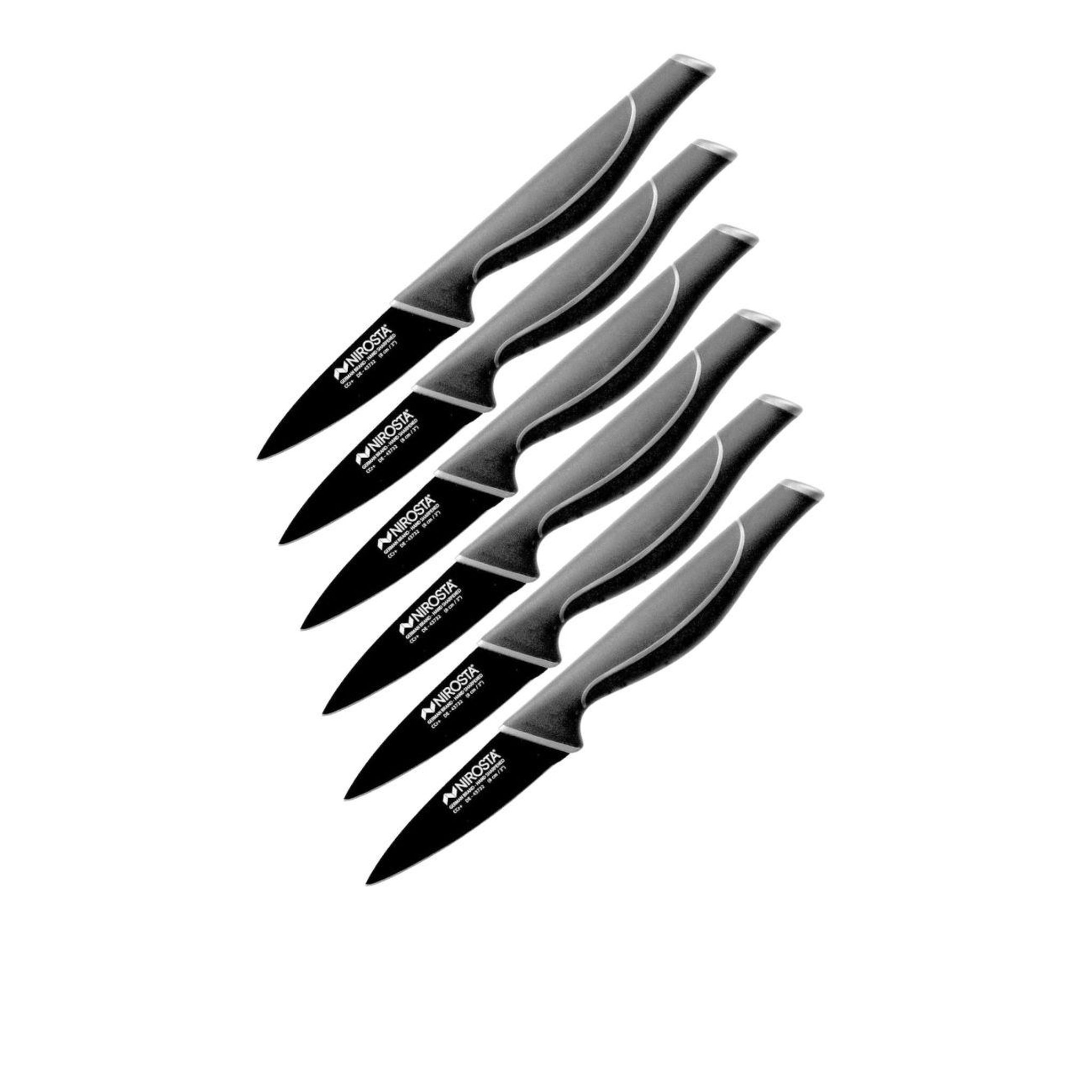 NIROSTA Set de 6 couteaux à légumes en acier inoxydable Nirosta Black Edition