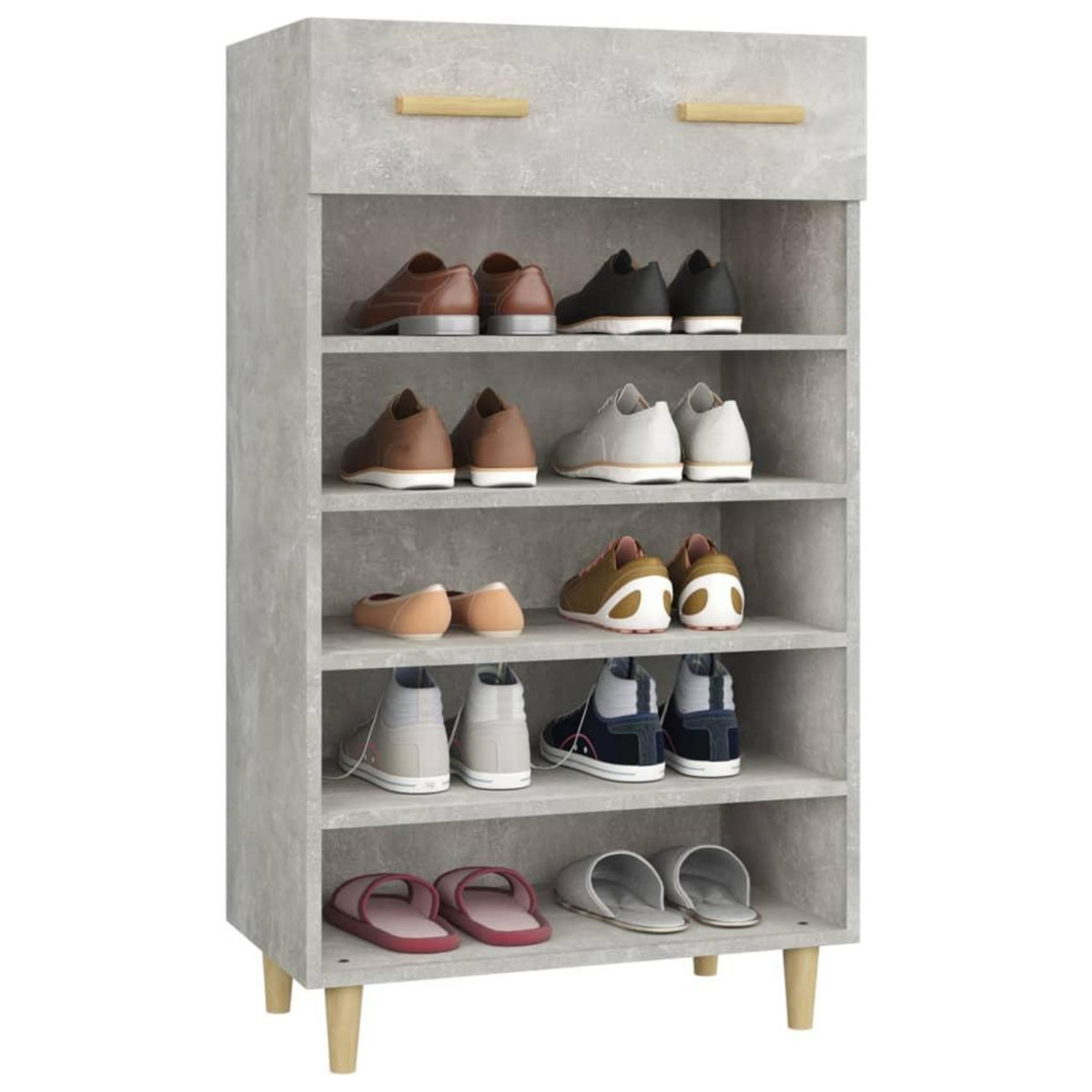 VIDAXL Armoire a chaussures Gris beton 60x35x105 cm Bois d'ingenierie