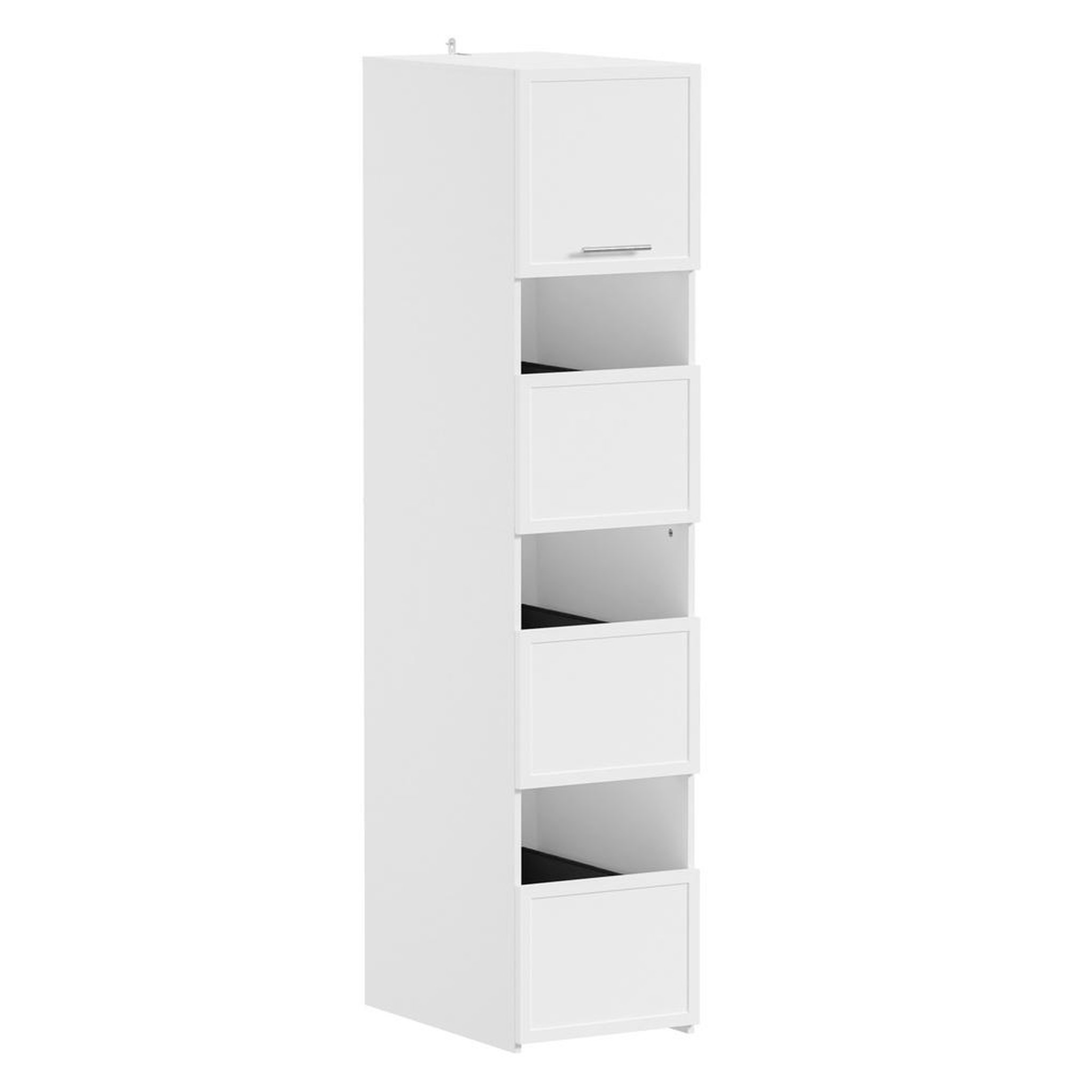 SOBUY Armoire de rangement linge 4 portes et 3 compartiments ouverts couleur blanc 60x40x186.4cm