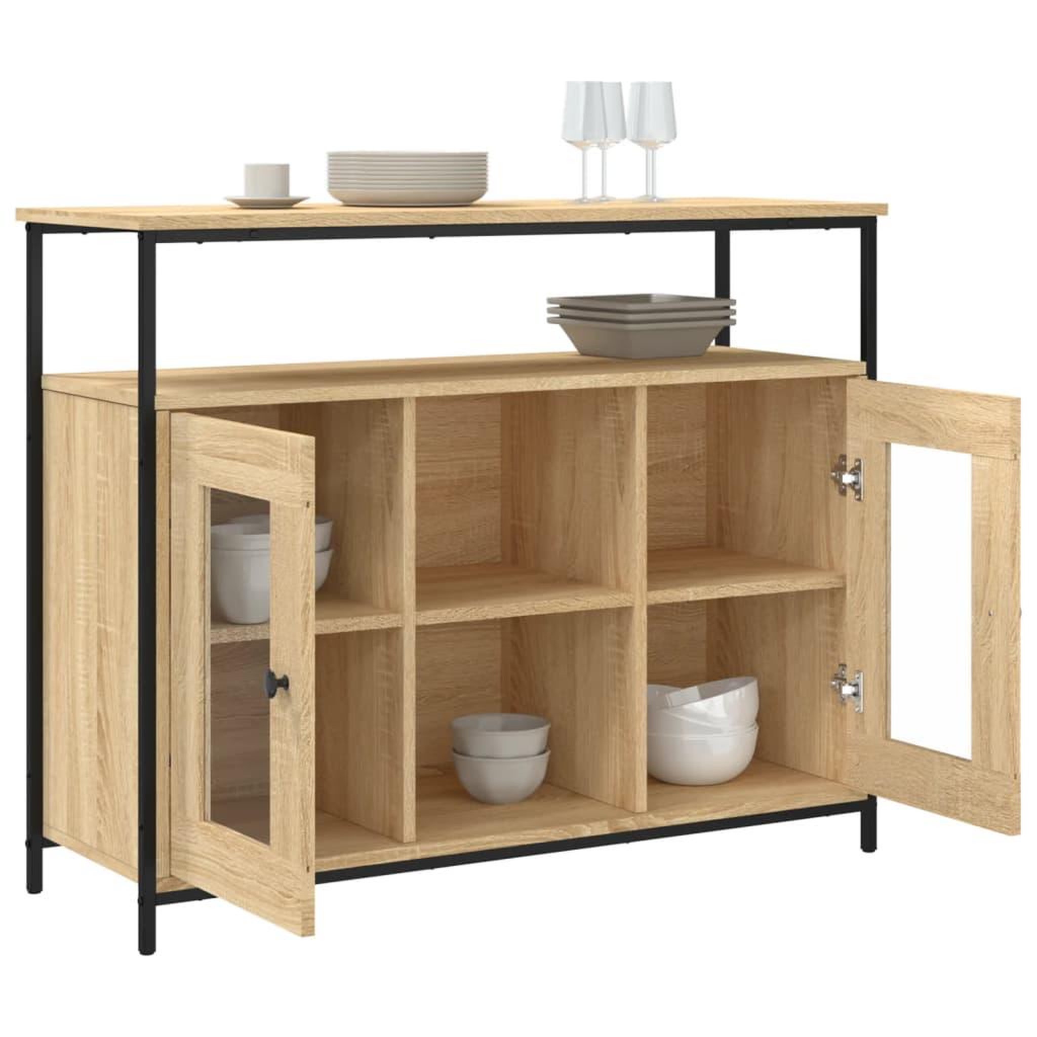 Voir la diapositive 4 : VIDAXL Buffet chene sonoma 100x35x80 cm bois d'ingenierie