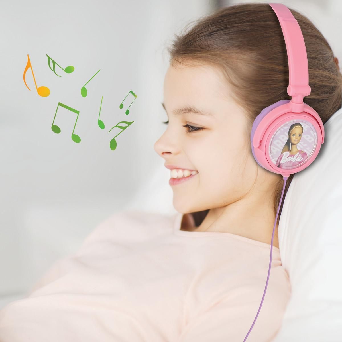 Lexibook Casque stéréo filaire pliable Barbie avec limitation de volume d'écoute