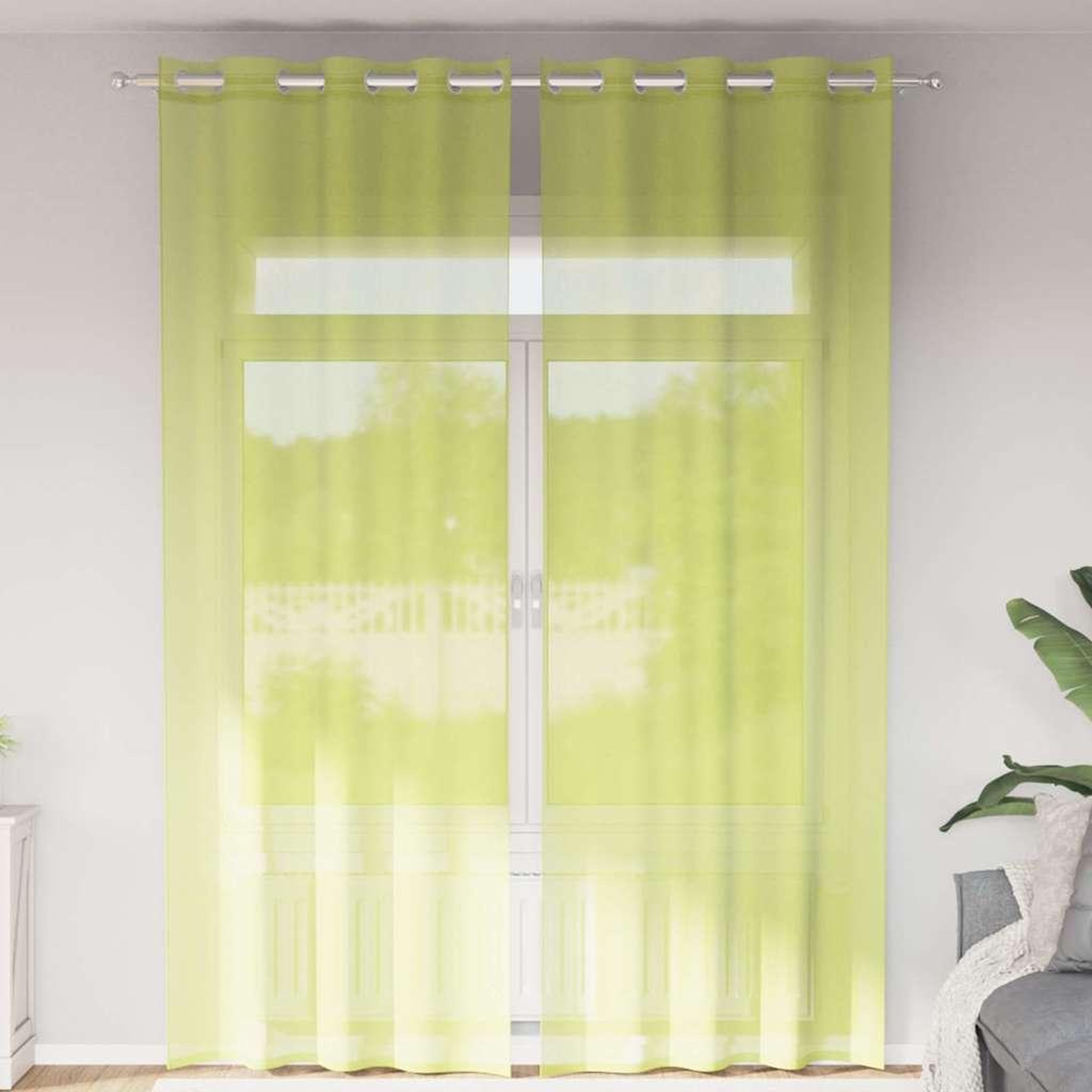 VIDAXL Rideaux en voile avec œillets 2 pcs vert pomme 140x300 cm