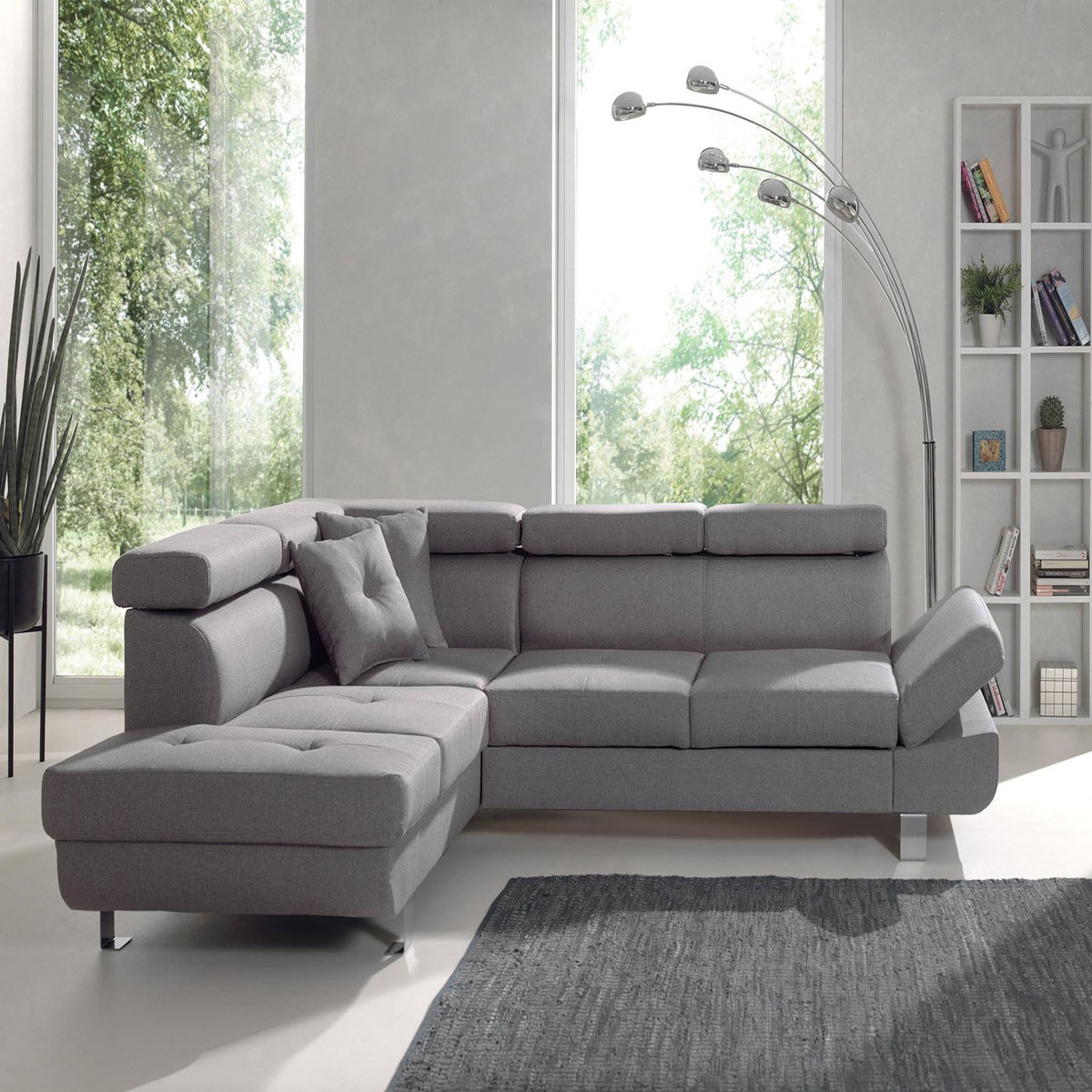 BEST MOBILIER Lisbona - canapé d'angle gauche convertible - 5 places - avec têtières