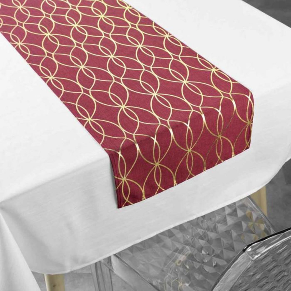 Paris Prix Nappe & Chemin de Table  Elipsa  140x250cm Blanc & Rouge