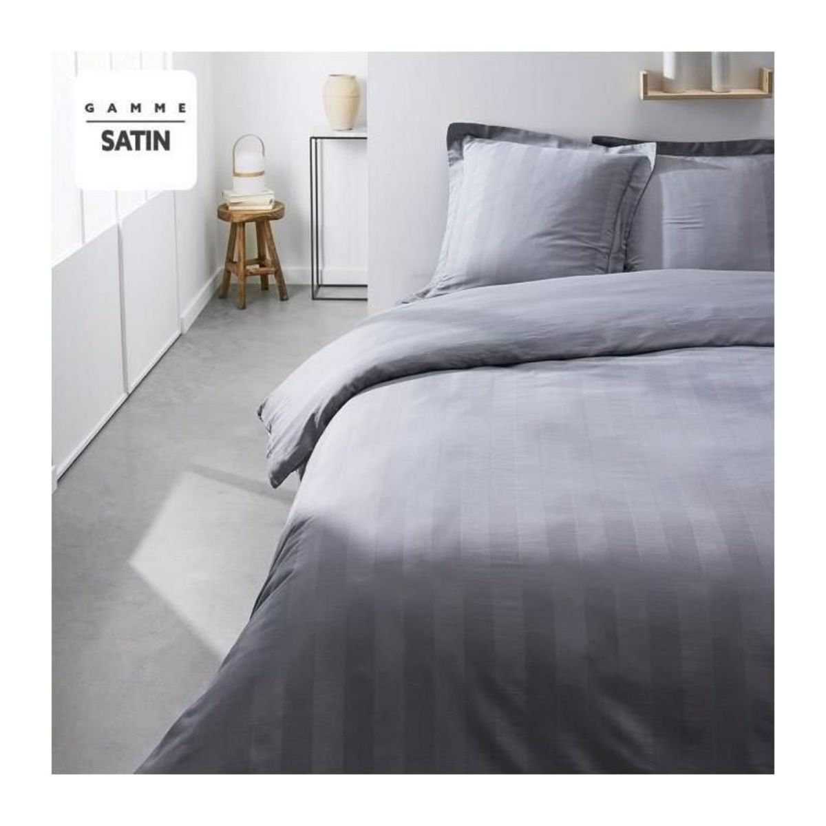Today Parrure de lit TODAY Prestige - 220 x 240 cm - 2 personnes - 100% Satin de coton - Acier