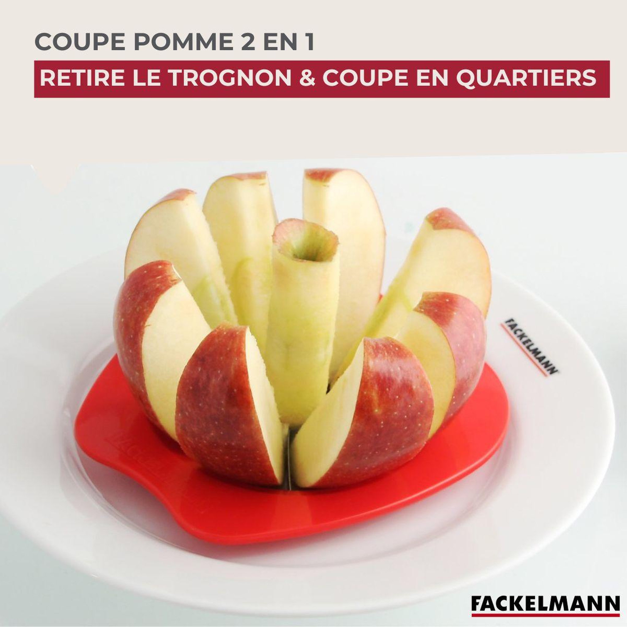 Voir la diapositive 2 : Fackelmann Coupe pomme en 8 morceaux couleur aléatoire fackelmann colors edition