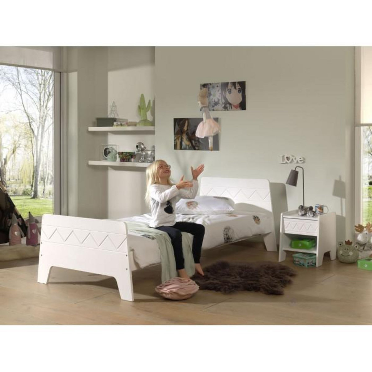 Paris Prix Table de Chevet Enfant  Wynnie  45cm Blanc