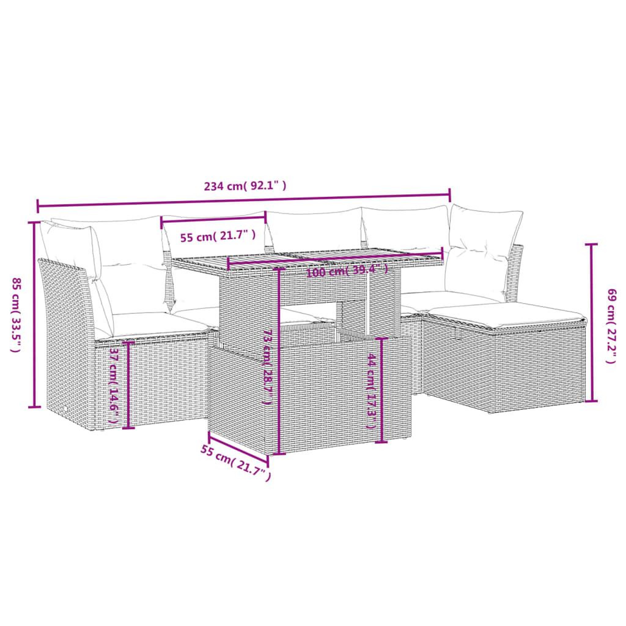 Voir la diapositive 4 : VIDAXL Salon de jardin 6 pcs avec coussins noir resine tressee