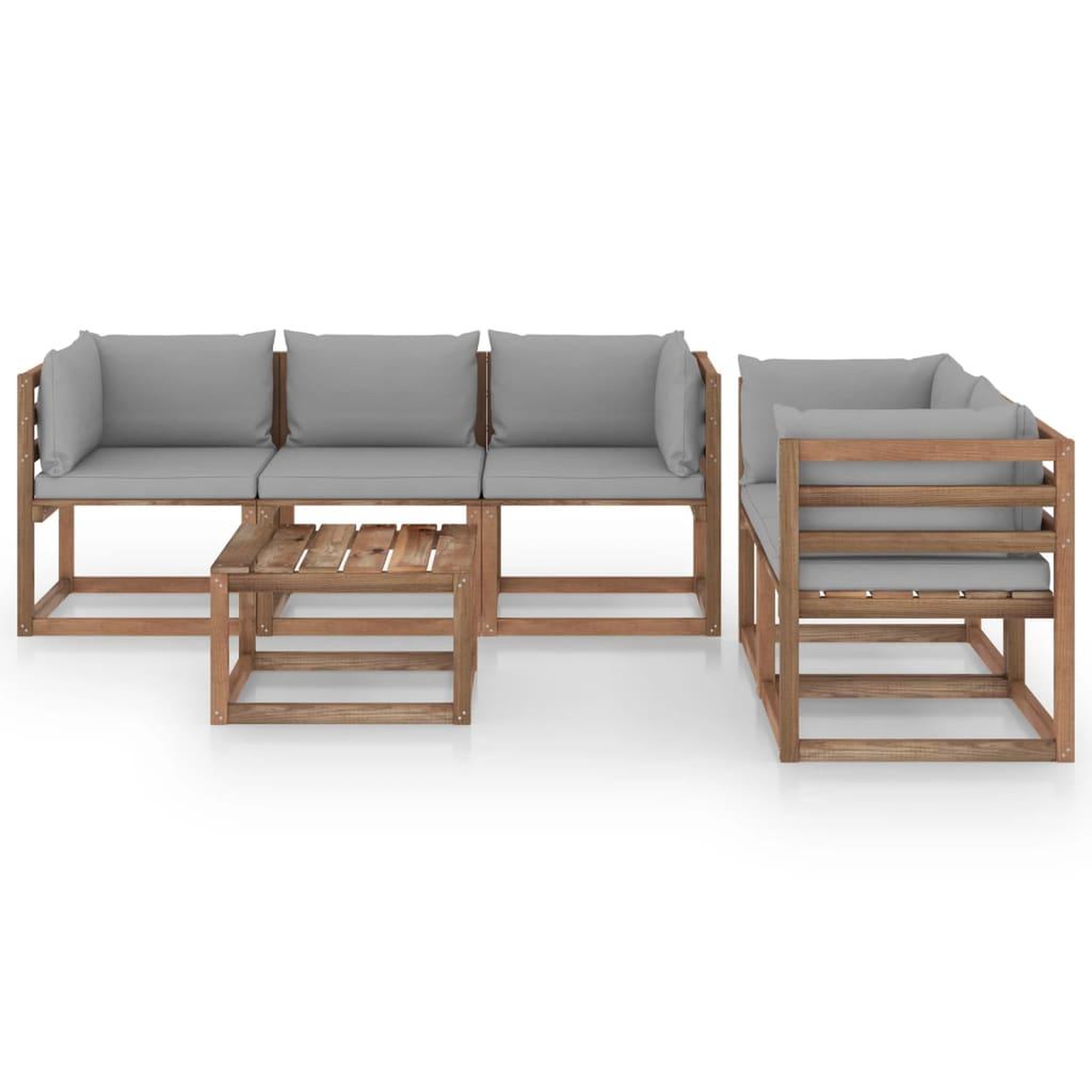 Voir la diapositive 2 : VIDAXL Salon de jardin 6 pcs avec coussins gris