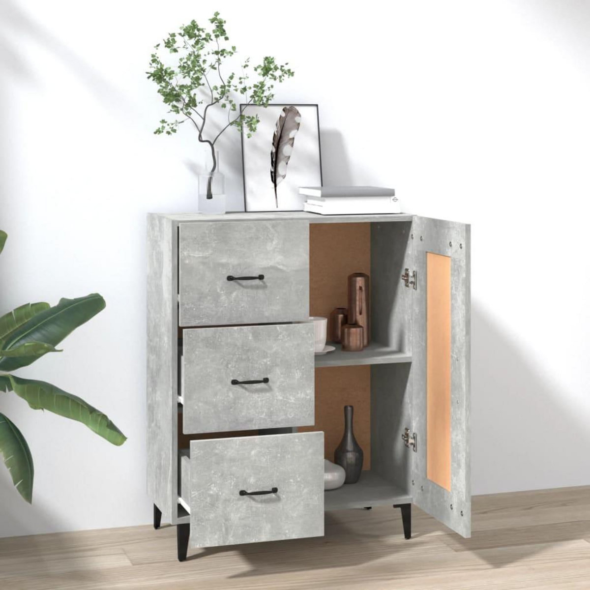 VIDAXL Buffet Gris beton 69,5x34x90 cm Bois d'ingenierie