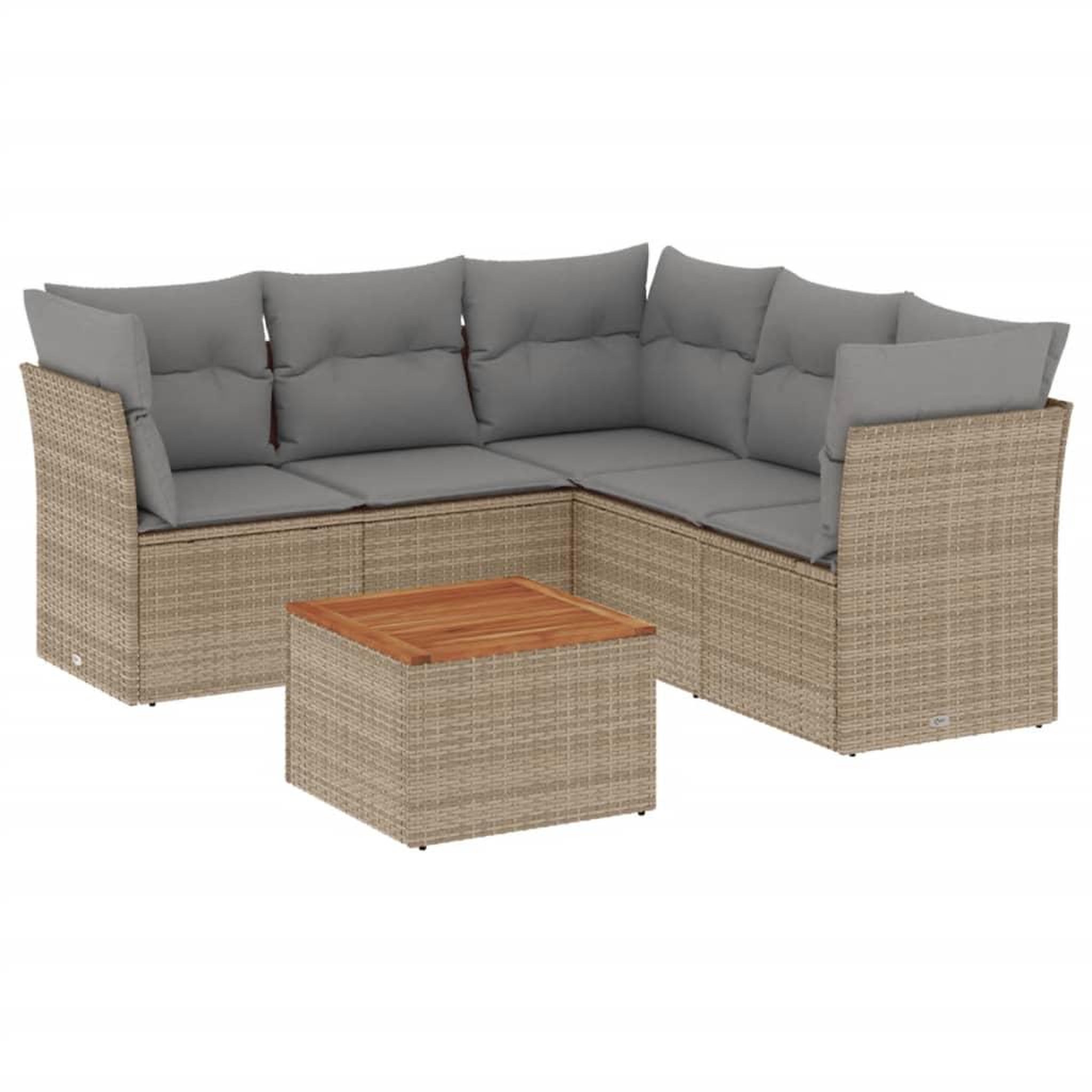 Voir la diapositive 2 : VIDAXL Salon de jardin avec coussins 6 pcs beige resine tressee