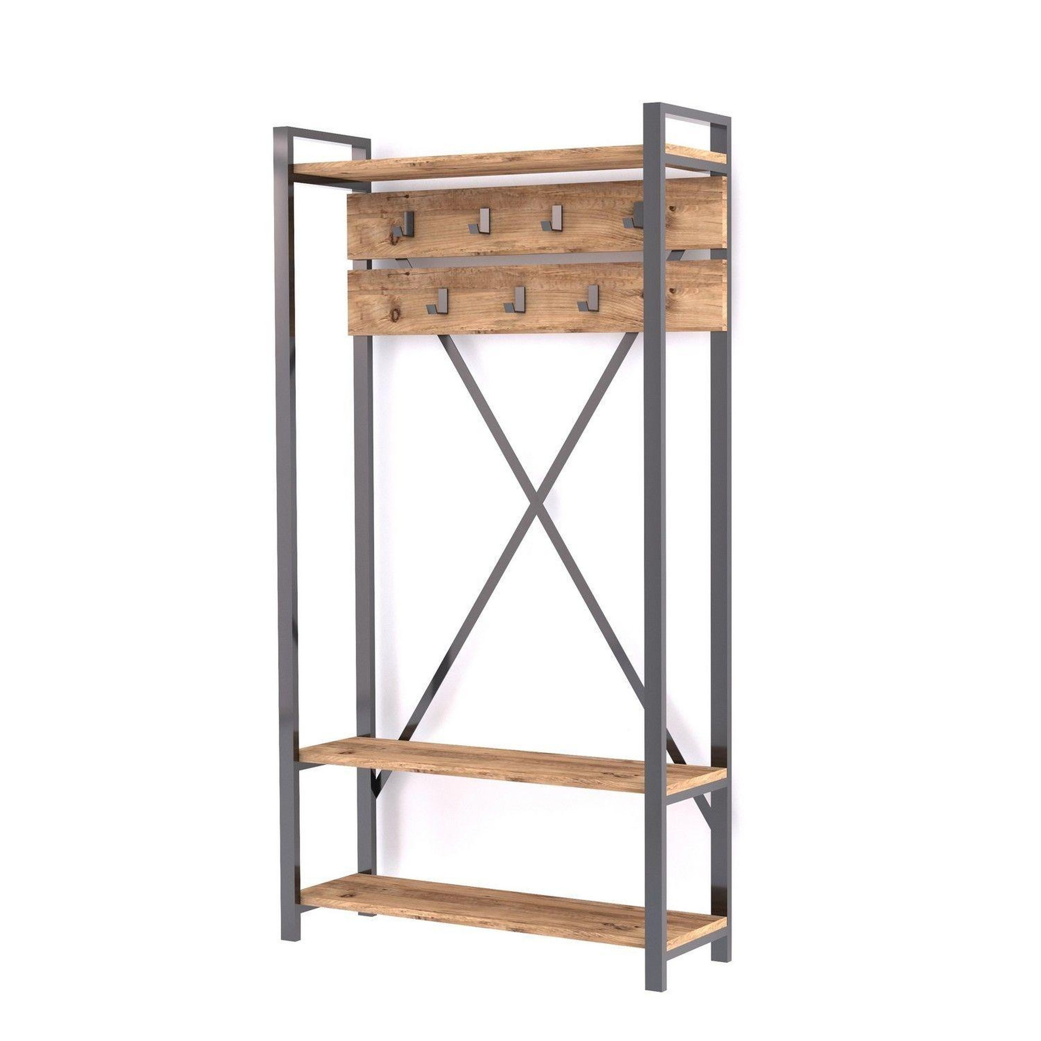 TOILINUX Porte manteau design industriel Sapphire - L. 90 x H. 180 cm - Noir