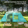 Voir la diapositive 4 : OUTSUNNY Tente de camping 3-4 pers. 2 chambres 4 portes 4 fenêtres sac bleu