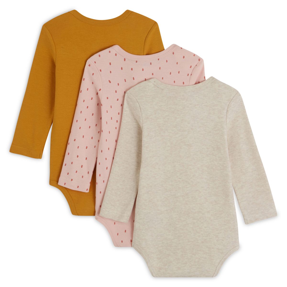 INEXTENSO Lot de 3 bodies manches longues biche bébé fille
