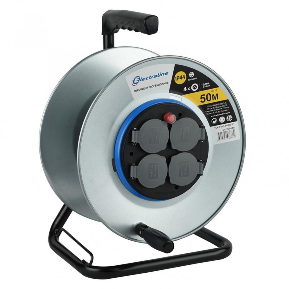 Electraline Enrouleur de câble électrique chantier avec terre vide, ELECTRALINE