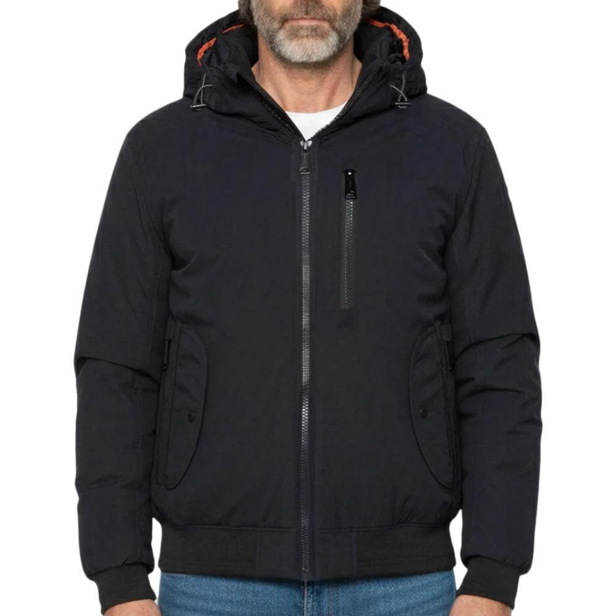 Schott Blouson marine à capuche schott dylan. Coloris disponibles : Bleu