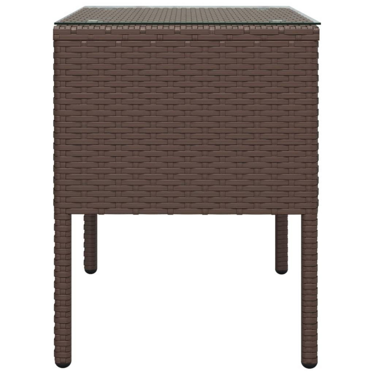 VIDAXL Table d'appoint marron 53x37x48 cm poly rotin et verre trempe