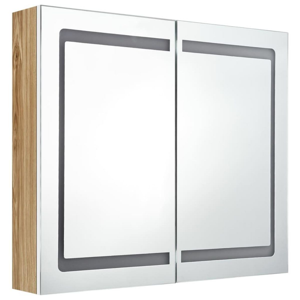 VIDAXL Armoire de salle de bain a miroir a LED Blanc et chene