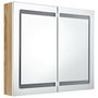 Voir la diapositive 3 : VIDAXL Armoire de salle de bain a miroir a LED Blanc et chene