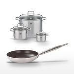 ELO Lot Poêle 24 cm avec revêtement céramique sans PFAS & 3 Faitouts 14/20/26 cm Elo Bistro Line Citrin