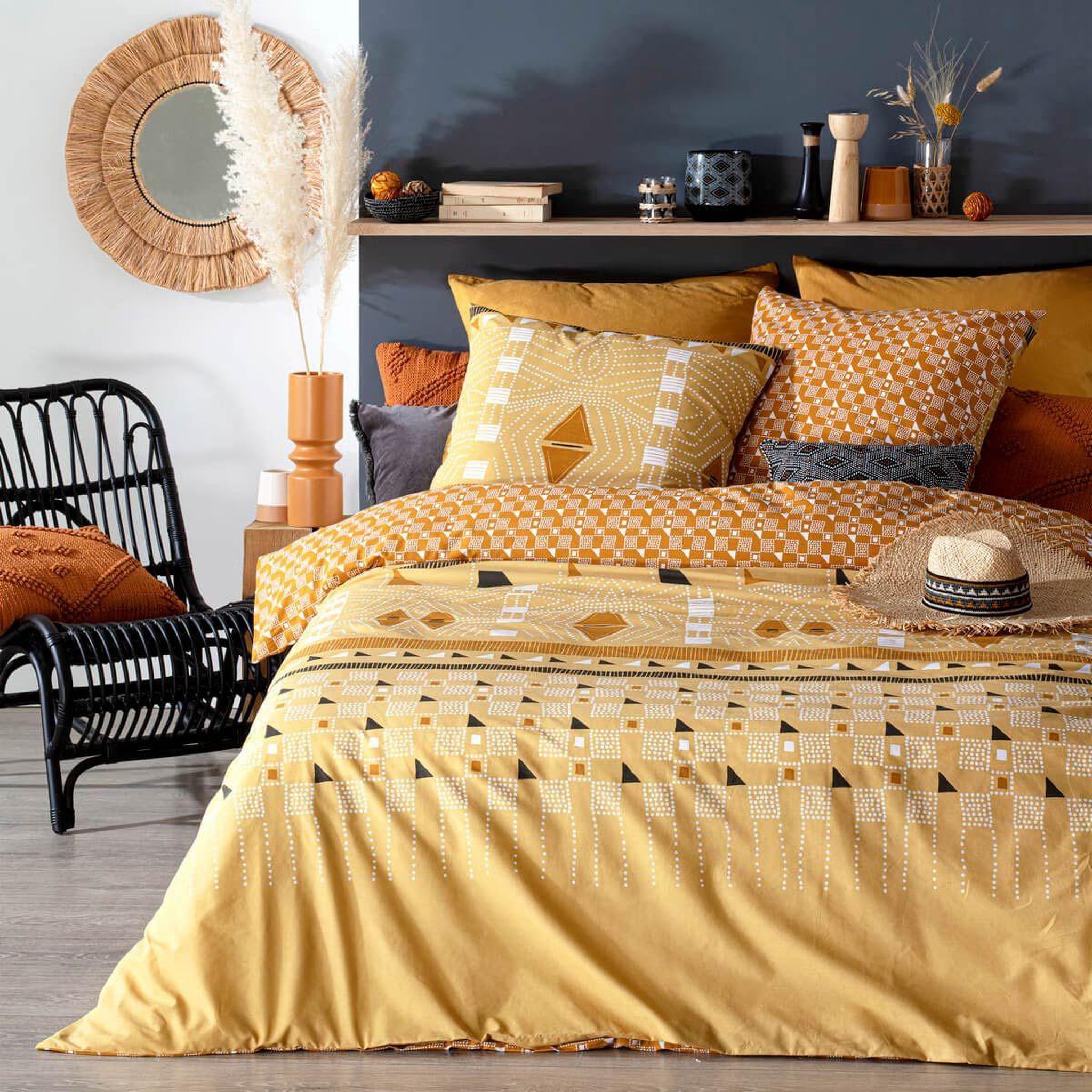 ATMOSPHERA Parure de lit 3 pièces  kacang  240x220cm ocre