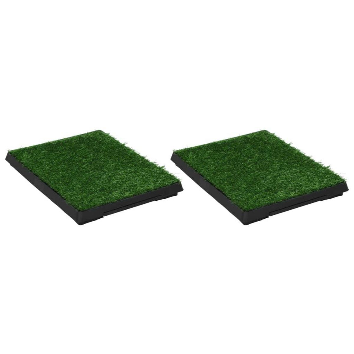 VIDAXL Tapis pour animaux 2 pcs avec plateau et gazon artificiel Vert