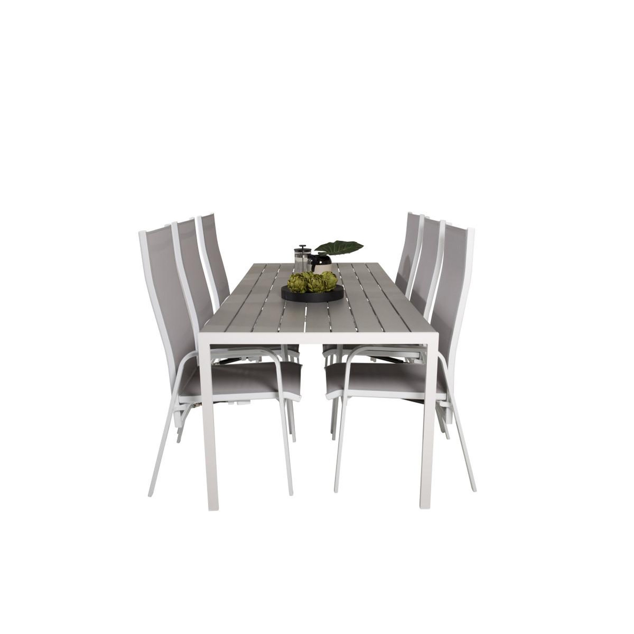 Voir la diapositive 5 : Paris Prix Ensemble table de jardin & 6 chaises  break & copacabana  205cm gris