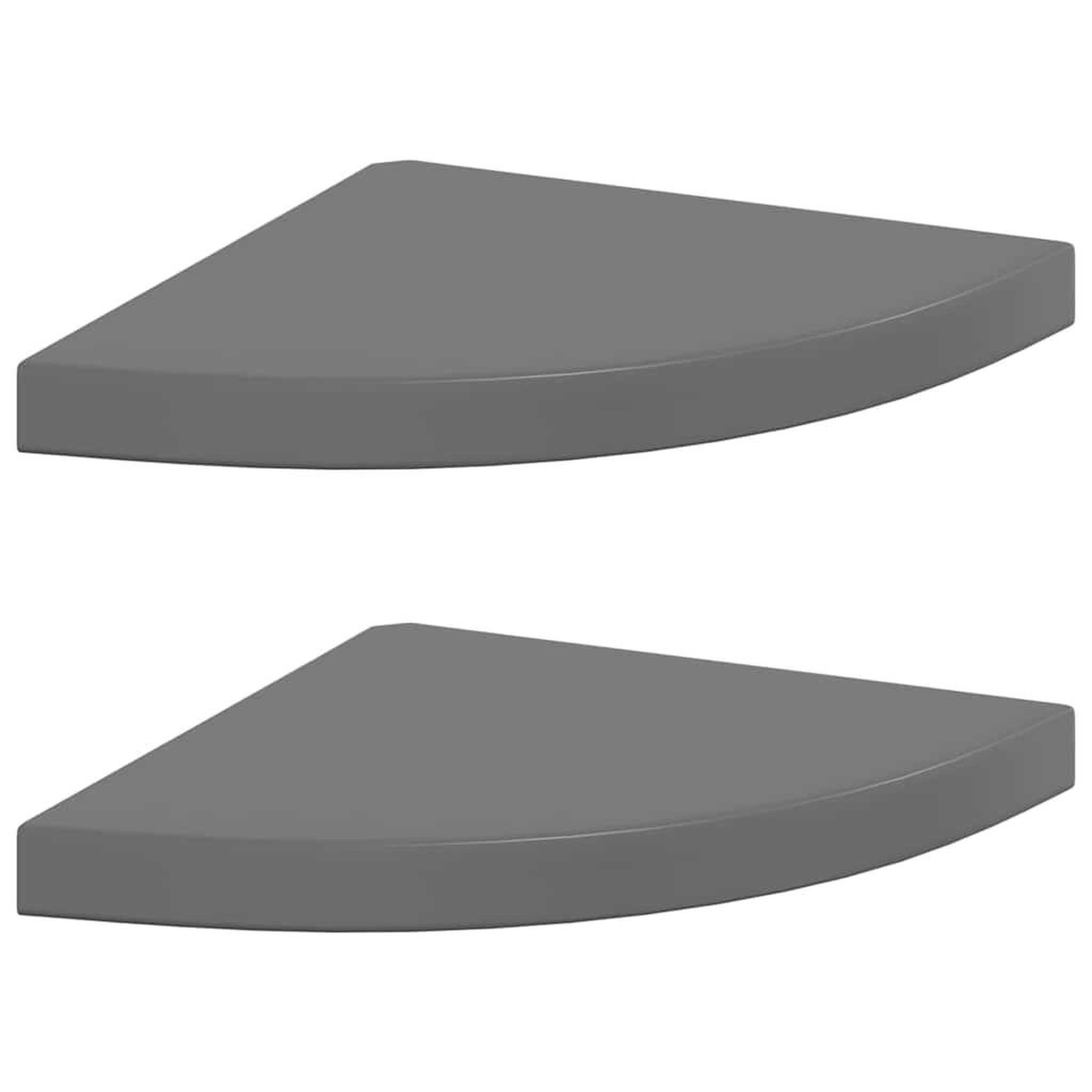 VIDAXL Etageres d'angle flottantes 2pcs gris brillant 35x35x3,8 cm mdf