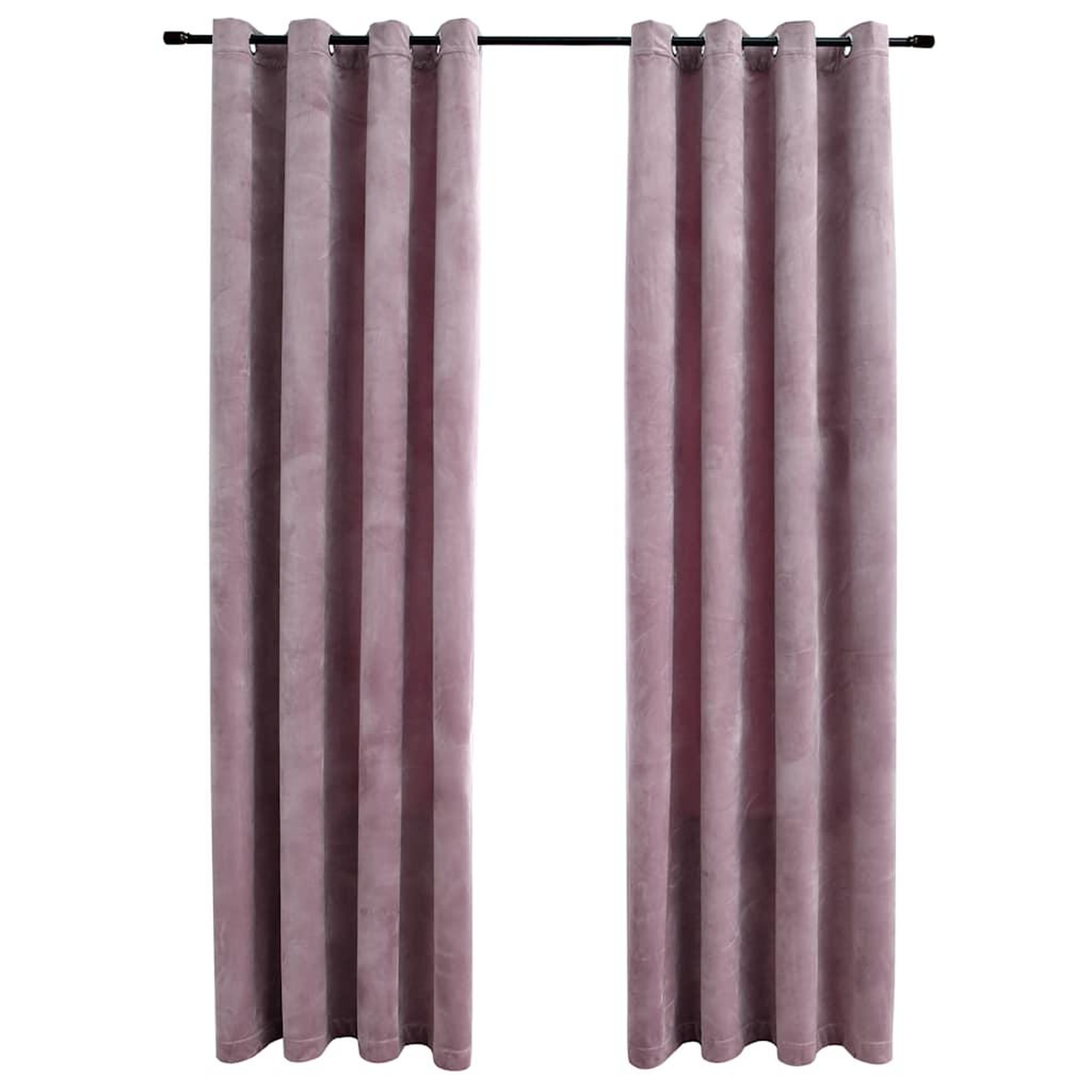 Voir la diapositive 2 : VIDAXL Rideaux occultants avec anneaux 2 pcs Velours Rose 140x175 cm