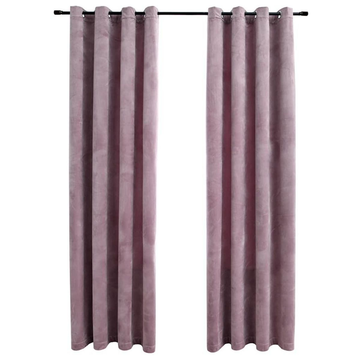 VIDAXL Rideaux occultants avec anneaux 2 pcs Velours Rose 140x175 cm