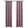 Voir la diapositive 2 : VIDAXL Rideaux occultants avec anneaux 2 pcs Velours Rose 140x175 cm