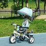 Voir la diapositive 2 : HOMCOM Tricycle enfant évolutif pare-soleil pliable canne télescopique amovible acier bleu turquoise