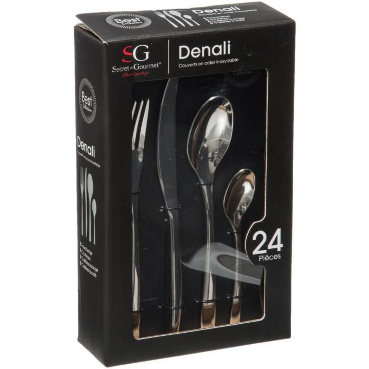 SECRET DE GOURMET Ménagère Denali en Acier inoxydable - 24 pièces - Argent