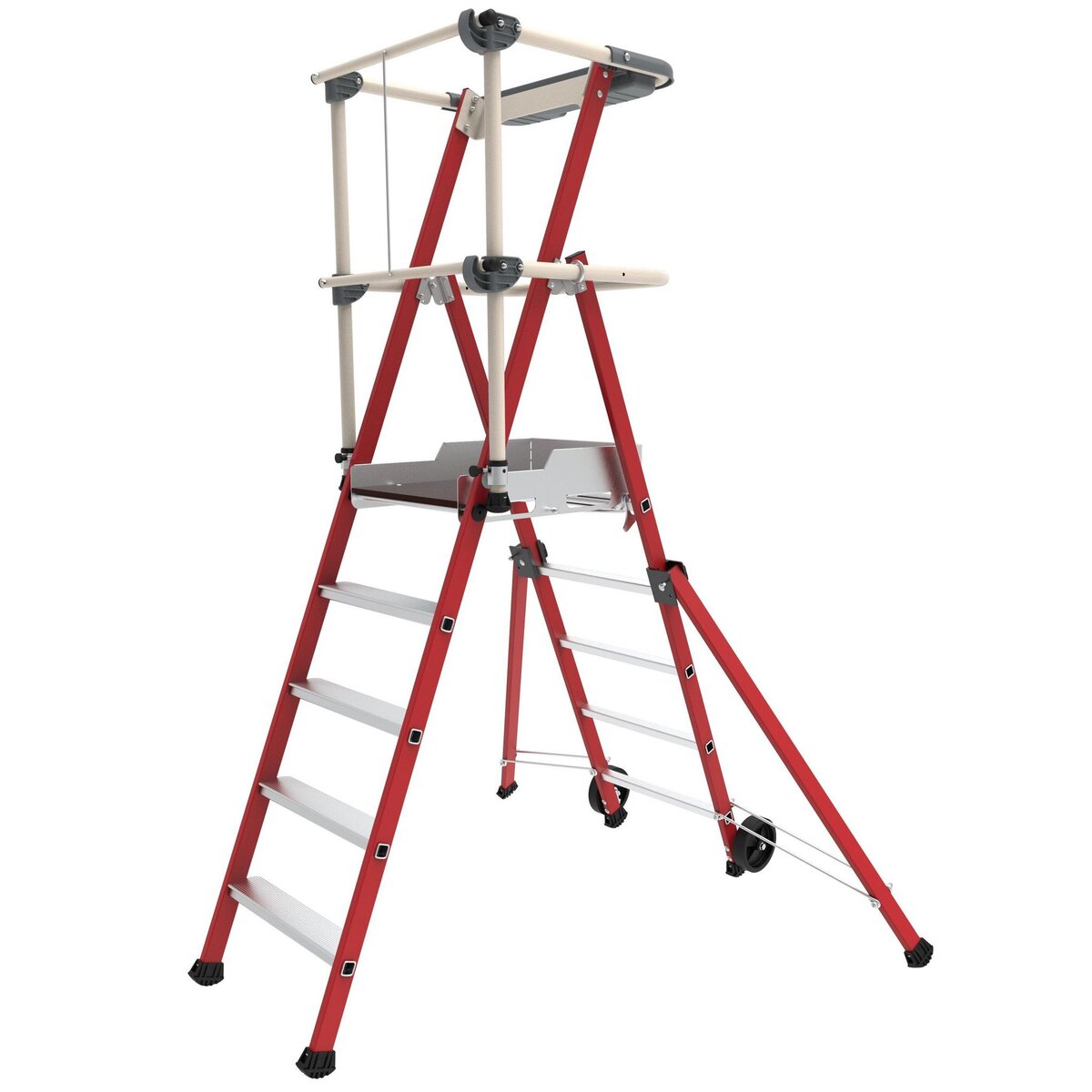 TUBESCA Plate-forme isolante unique Sherpa fibre à 4 marches garde-corps rigide