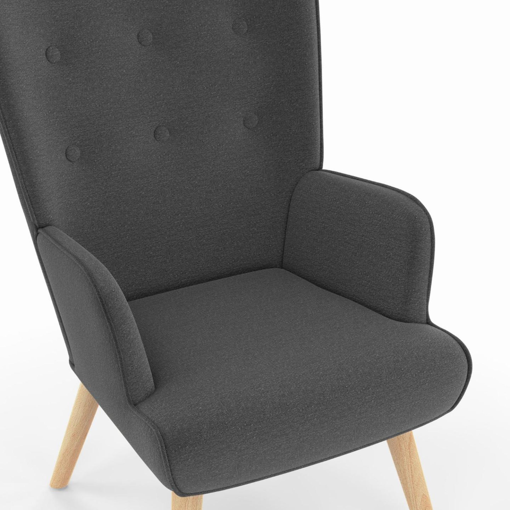 Voir la diapositive 6 : ID MARKET Fauteuil scandinave ivar en tissu gris anthracite