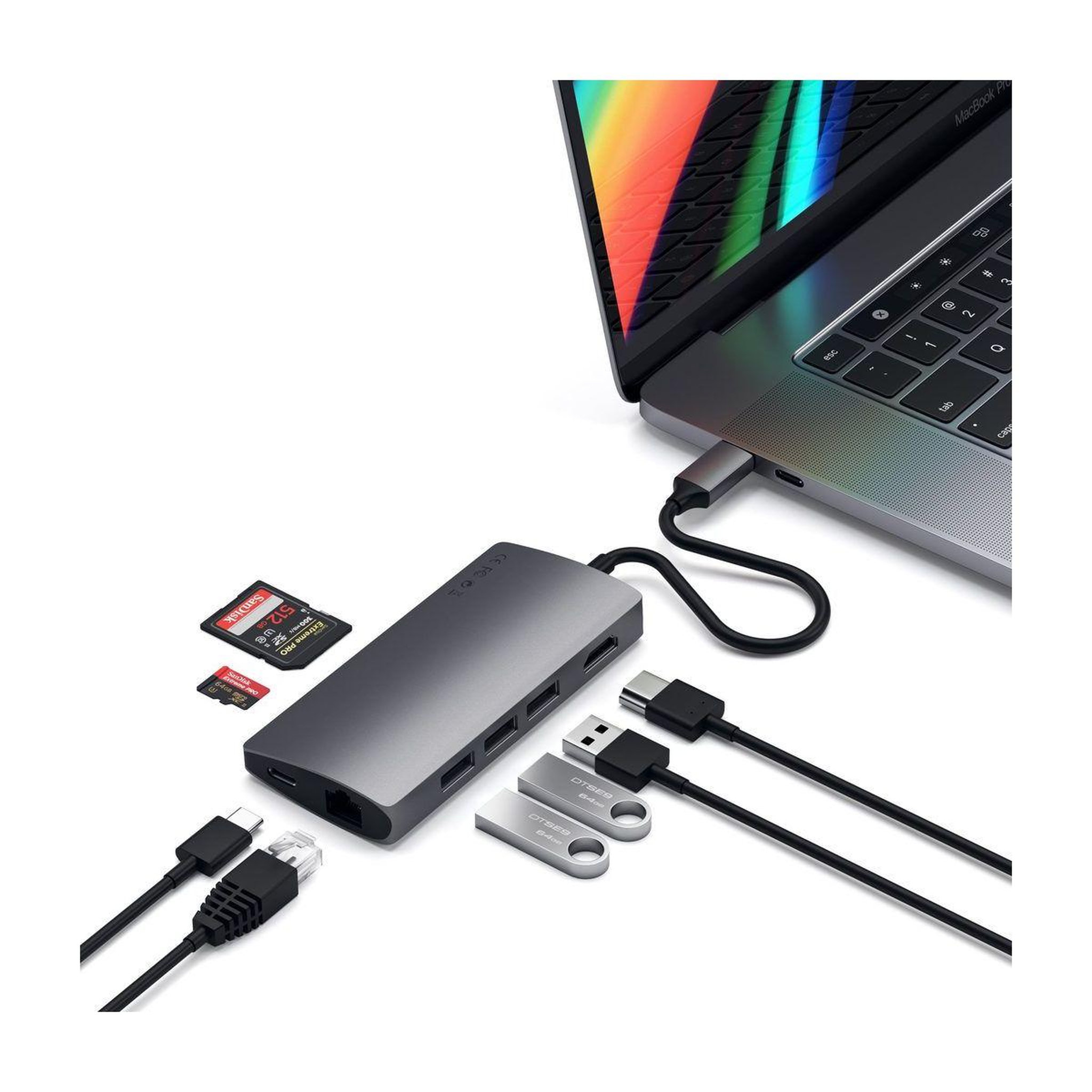 Voir la diapositive 4 : SATECHI Hub USB C USB-C/multiports 8 en 1