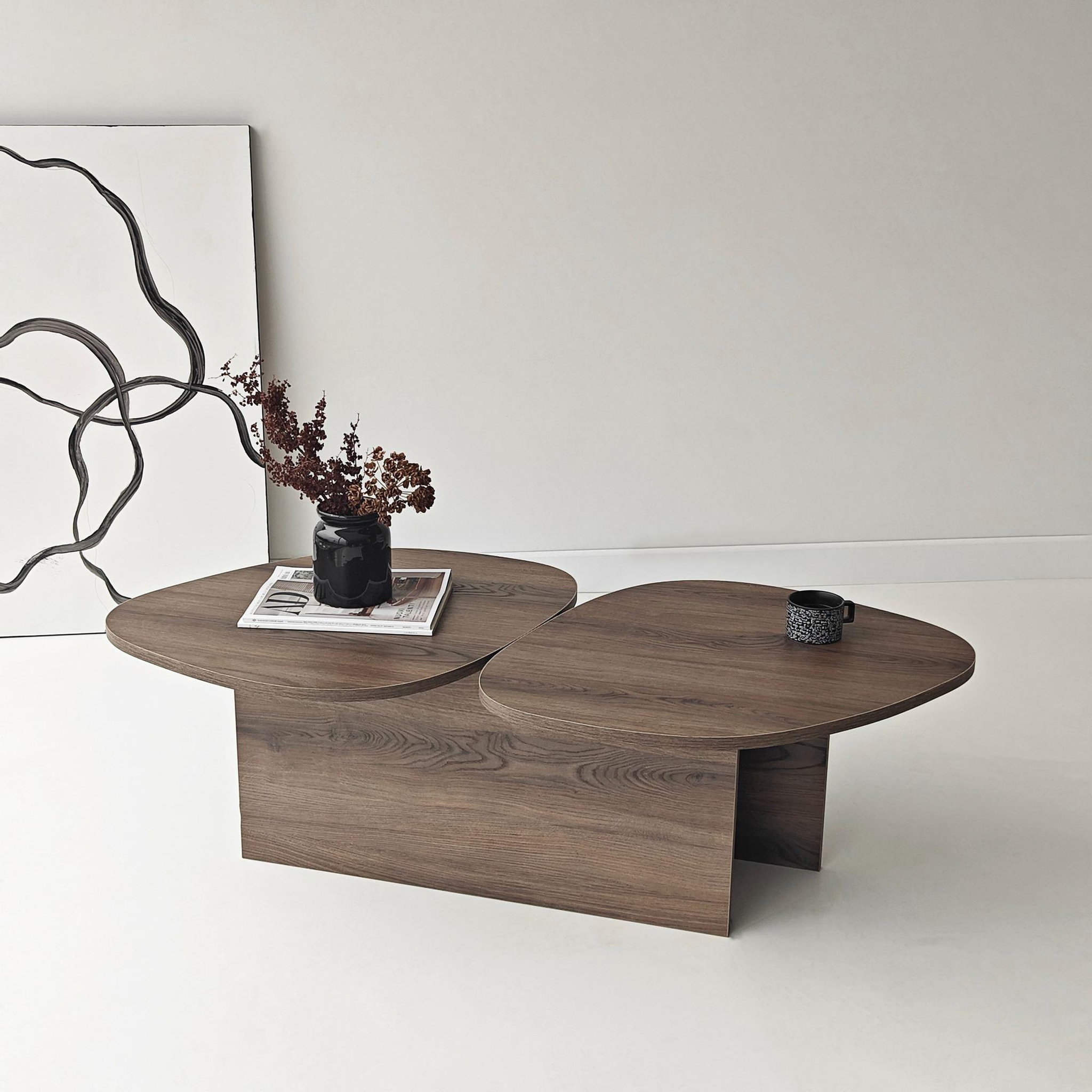 Voir la diapositive 3 : Habitat et Jardin Table basse en bois  stones  125 x 60 x 38 cm - noyer
