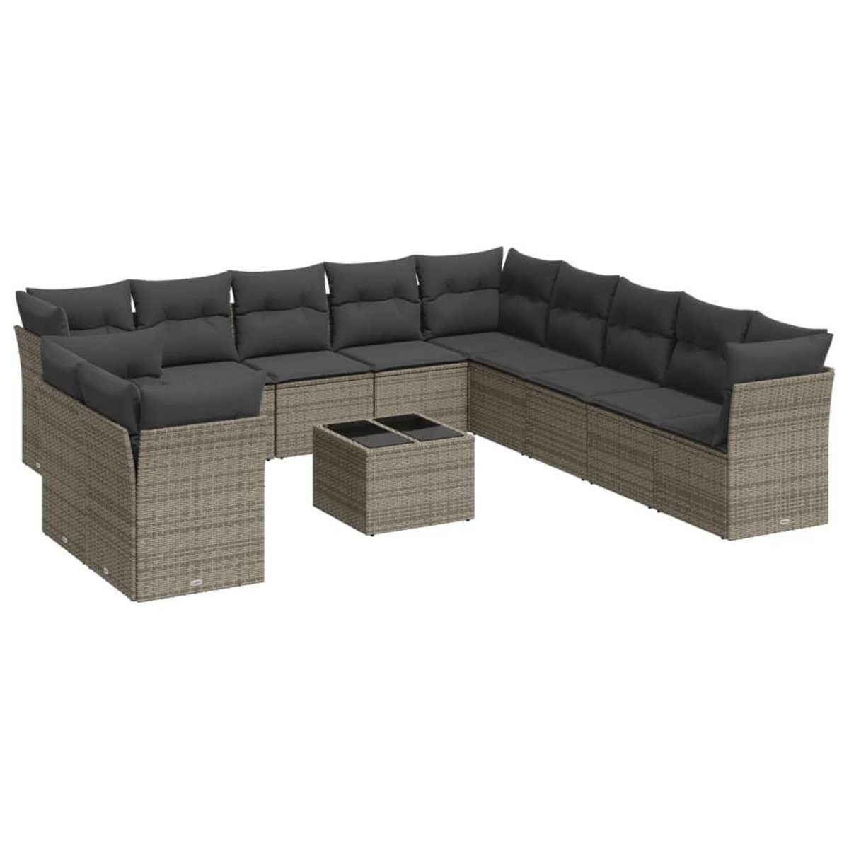 VIDAXL Salon de jardin avec coussins 12 pcs gris resine tressee