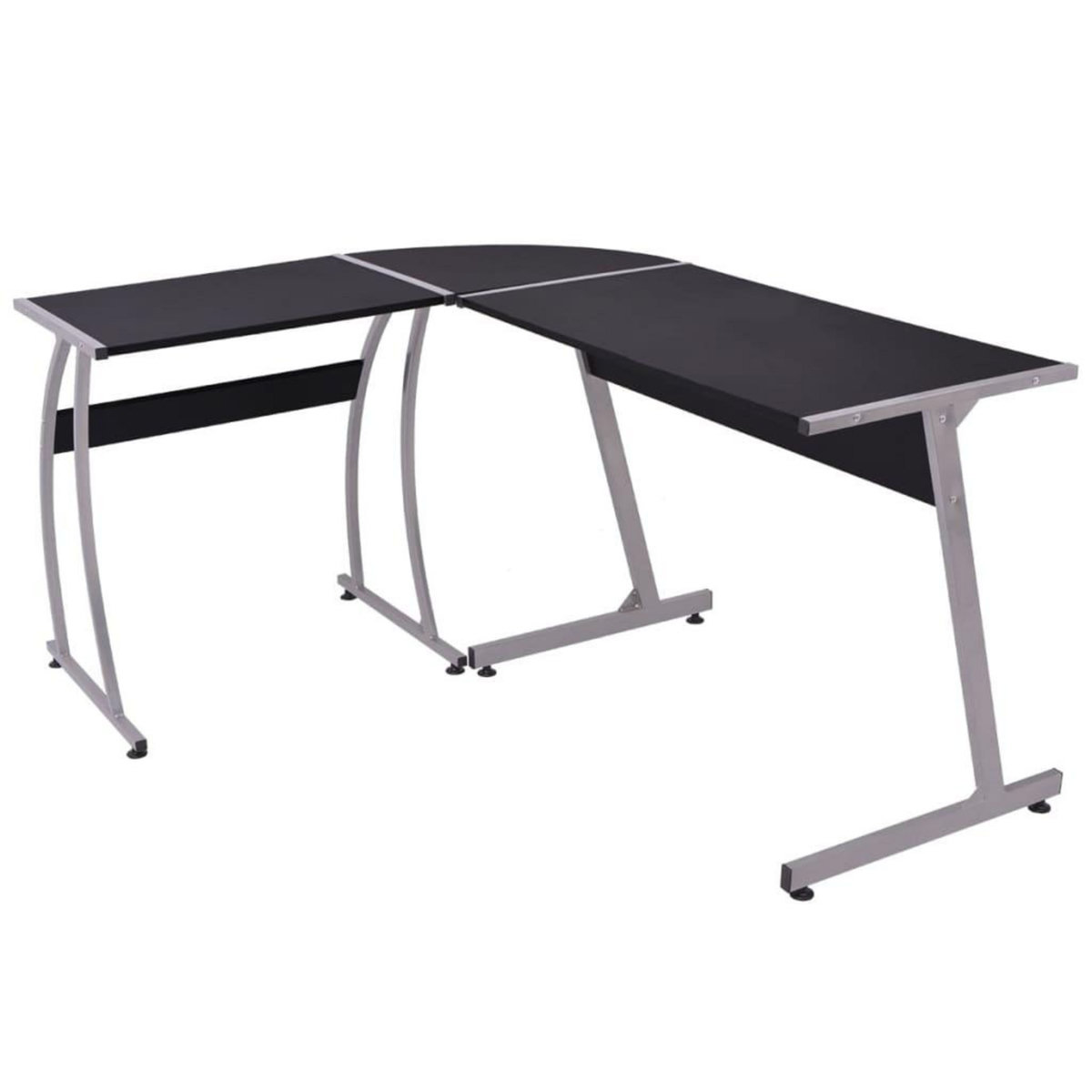 VIDAXL Bureau d'angle en forme de L Noir