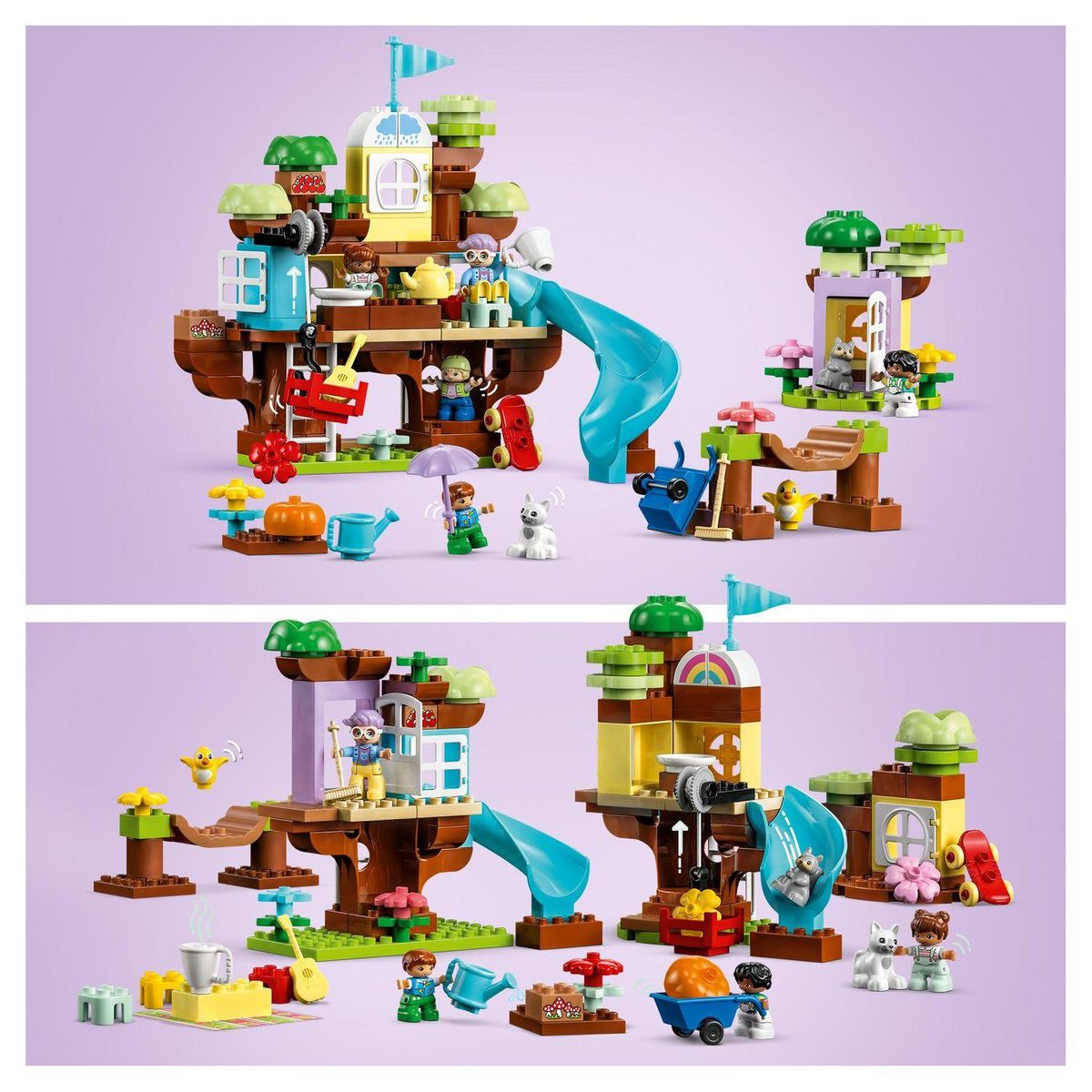 LEGO DUPLO 10993 -  La cabane dans l&rsquo;arbre 3-en-1, Jouet Éducatif pour Enfants Dès 3 Ans, Filles et Garçons, avec 4 Figurines Animaux, des Briques et Toboggan