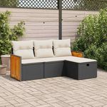 VIDAXL Salon de jardin 4 pcs avec coussins noir resine tressee